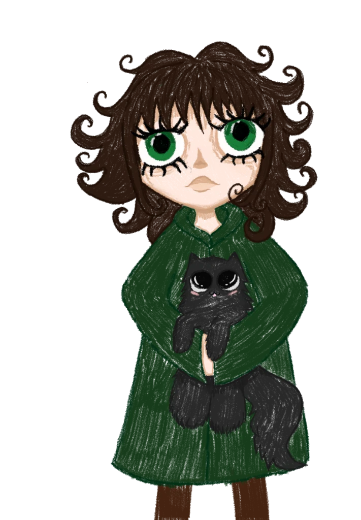 Illustration of Effy holding her cat